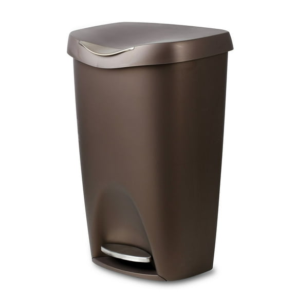 Bronze Brim Large Kitchen Trash Stainless Steel Foot Pedal – Stylish and Durable 13 Gallon Step Garbage Can with Lid