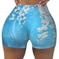 thumbnail image 2 of Lsque Hanging Orchids Floral Blue Pattern High Waisted Biker Shorts for Women-Tummy Control Fitness Athletic Workout Running Yoga Gym Shorts,Moisture-Wicking-X-Large, 2 of 9