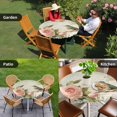 thumbnail image 4 of Pink Floral Round Tablecloth for 45-54 Inch Tables,Fitted Table Cover with Elastic Edge,Bird Branch Vintage Mottled Middle Century Waterproof Outdoor Table Cloth Protector for Patio Garden Dinner, 4 of 9