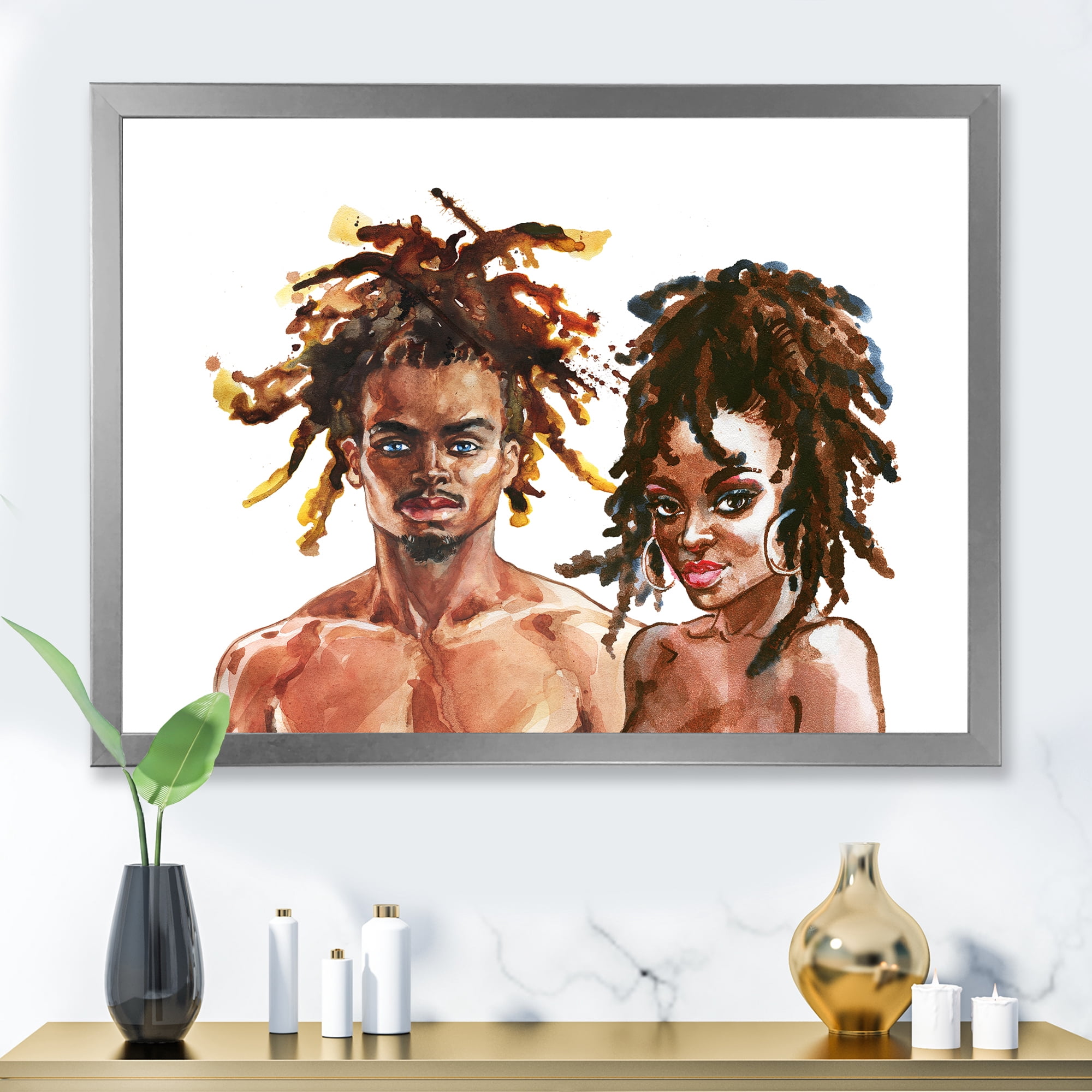 Designart 'Portrait of African American Couple' Modern Framed Art Print