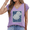 Purple, variant on Cozymy Elegant Navy Blue Floral Sleeveless Tee, Detailed White Hydrangea Graphic V-Neck Summer Shirt