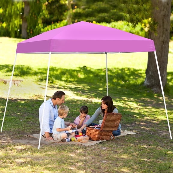 Ainfox 8 x 8 ft Pop up Canopy Tent, Instant Slant Outdoor Gazebo for Beach, Sun Shade,Outdoor Activies,Pink