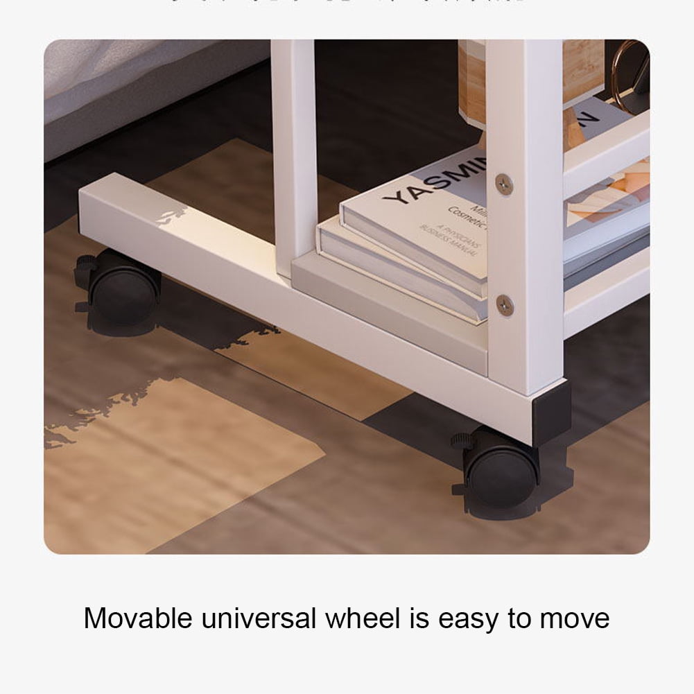 Tzou Adjustable Rolling Laptop Desk with Storage - Mobile Standing Desk with Wheels, 2 Desktop Size Options (31.5"x15.7" or 23.6"x15.7"), Height-Adjustable for Home Office