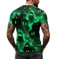thumbnail image 7 of Summer Shirts for Men Short Sleeve Halloween Spiderweb Print V Neck T Shirts Causal Funny Loose Shirts, M, 7 of 7