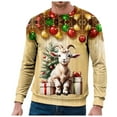 thumbnail image 2 of Ediodpoh Chandail de Sport à Col Rond pour Homme d'Hiver de Noël à Manches Courtes, Décontracté pour les Fêtes, Chandail de Sport à Col Rond pour Homme, Chandail pour Homme Jaune Pâle_001 TG, 2 of 4