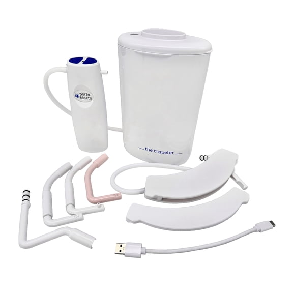 The Traveler by PortaBidets – Portable Rechargeable Travel Bidet | Mounts to Any Toilet | Compact Hygiene Kit for Hotels, Cruises & Gifts for Travelers