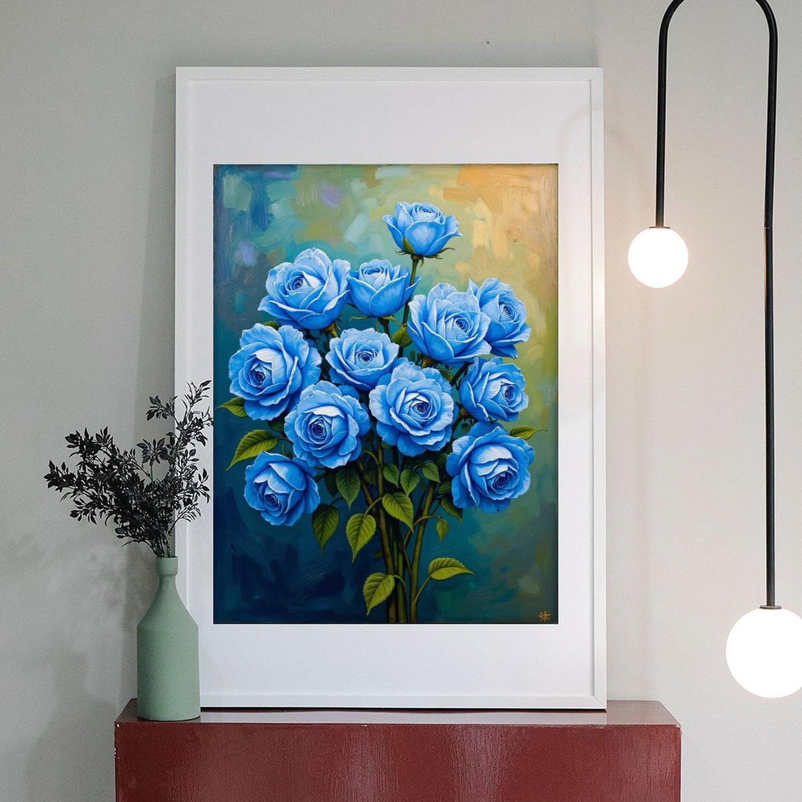 Diamond Art Kit for Adults, Blue Roses Floral Bouquet Art Diamond Painting for Adults Beginners, 5D DIY Diamond Art Painting Kits, Colorful Diamond Painting Craft for Home Decor 12x16
