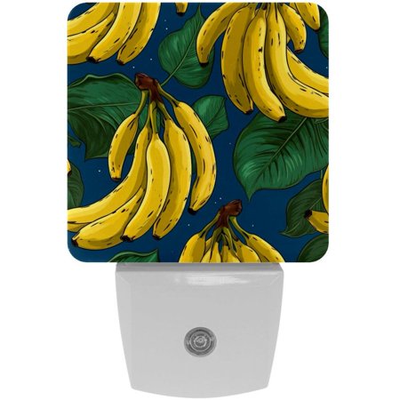 

Fruit Banana Seamless Pattern 2 Pack Night Lights Plug Into Wall Decorative With Auto Dusk-To-Dawn Sensor LED Night Light For Kids Adults Rooms Toilet Hallway Stairs
