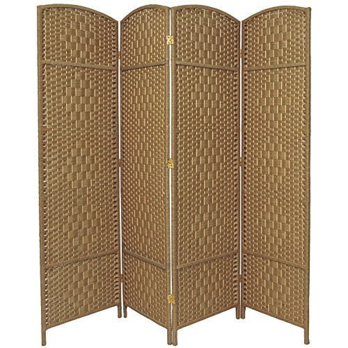 RHF 6 ft. Tall-Extra Wide-Diamond Weave Fiber Room Divider,Double Hinged,4 Panel Room Divider/Screen, Room Dividers and Folding Privacy Screens 4 Panel, Freestanding Room Dividers-