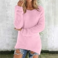 thumbnail image 2 of Mohiass Fluffy Fuzzy Sweater for Women Casual Crewneck Loose Long Sleeve Pullover Tops Winter Warm Baggy Jumper Sweaters Pink M, 2 of 7