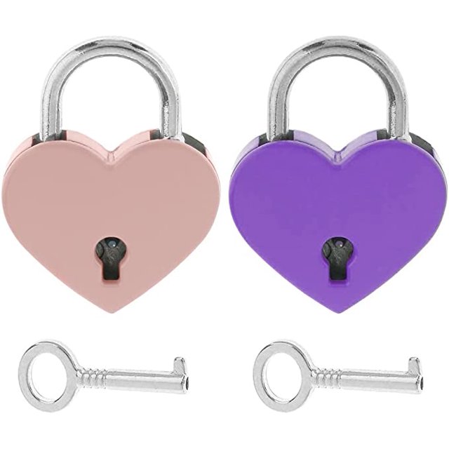 2 mini candados de aleación, candados para maletas, candados pequeños de amor, candados decorativos, mini candados en forma de corazón para equipaje, agendas, joyeros