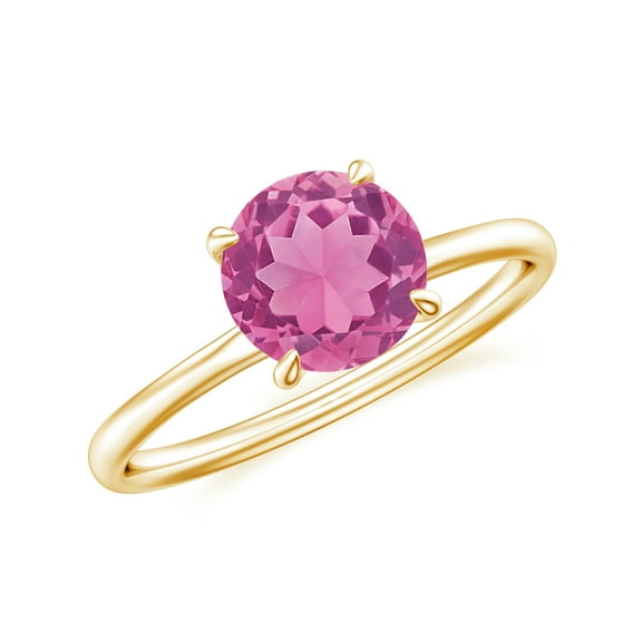 1.5 CT Natural Pink Tourmaline Solitaire Ring for Women in Sterling Silver / Yellow Gold Plated| October Birthstone, Birthday, Engagement, Wedding Jewelry Gift Ring Size 5