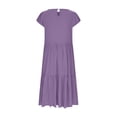 thumbnail image 4 of Mgmyaa Robe d'Été à Manches Courtes Smockée à Volants pour Filles Col Rond Ligne A Robes Fluides Taille 5-15 Ans, 4 of 5