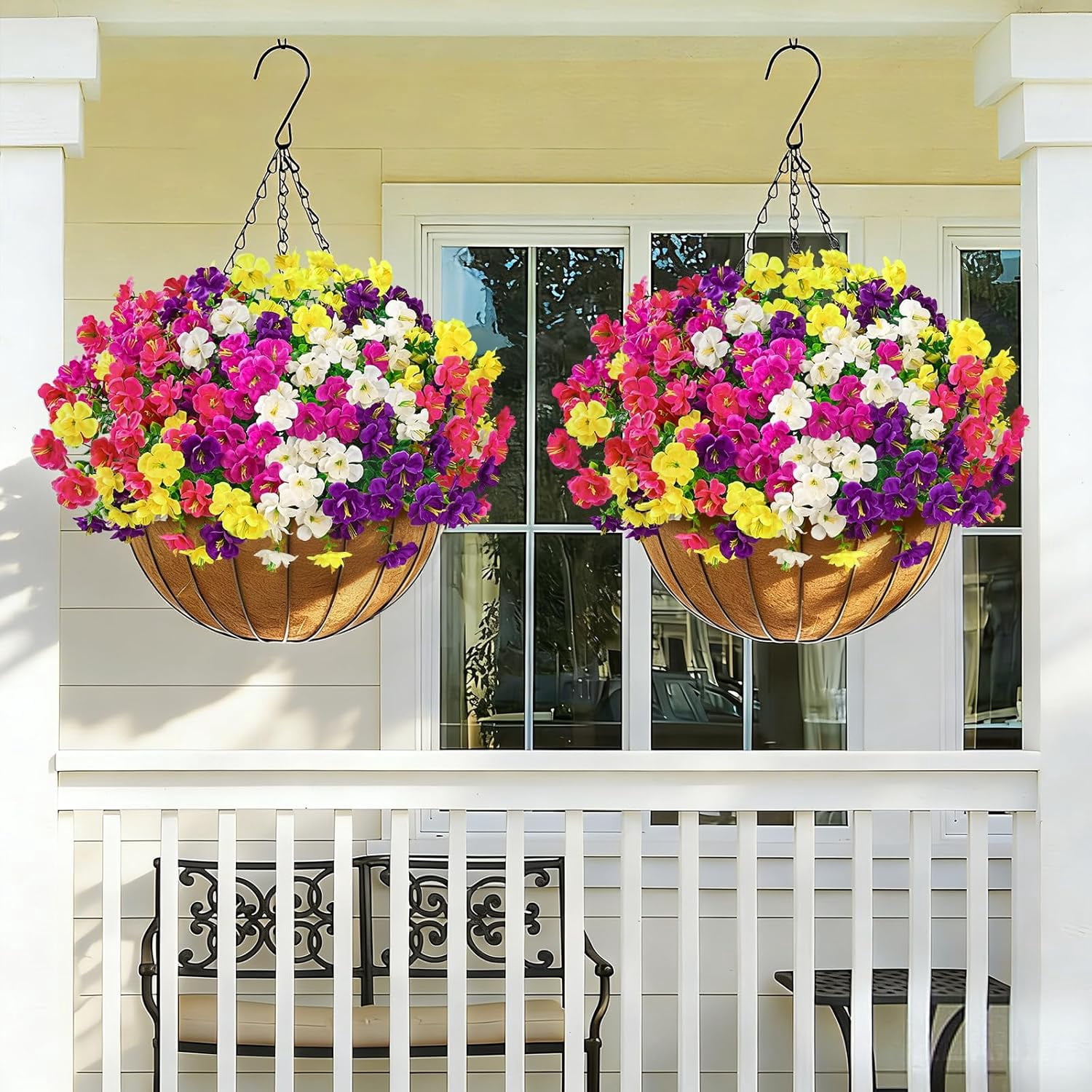 Yastouay 24 Bundles Artificial Hibiscus Flowers for Outdoors, UV Resistant Fake Flowers for Planter, Colorful Outdoor Faux Plants for Garden Balcony Yard Porch