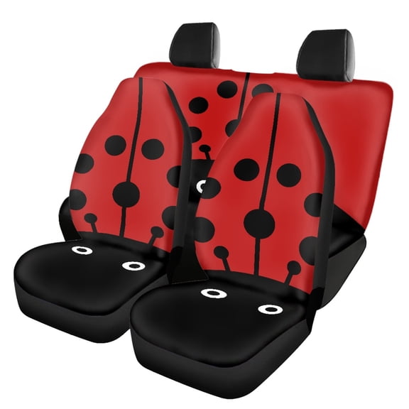 Pzuqiu Ladybug Pattern Car Seat Covers Full Set Easy to Install Front and Rear Seat Cover Set Interior Accessories Breathable Automotive Vehicle Cushion