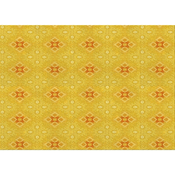 Ahgly Company Machine Washable Indoor Rectangle Transitional Yellow Area Rugs, 8' x 10'