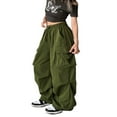 thumbnail image 3 of Ladies Cargo Pants  Solid Loose Trousers with Elastic Waistband and Pockets, 3 of 9