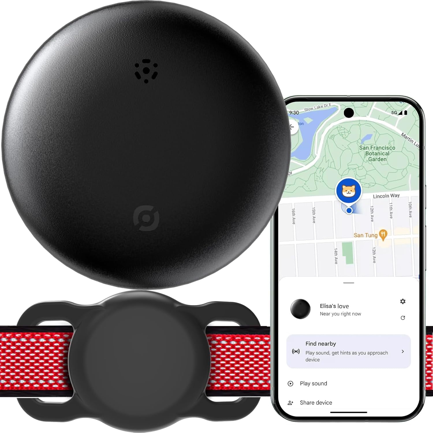 Bluetooth Tracker for Android, Android Airtag Compatible with Google Find My Device App, Replaceable Battery Item Finder, Tracker Tag for Keys, Suitcase, Backpack, Wallet, Luggage (for Pets)