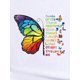 thumbnail image 4 of Camiseta elegante con estampado de mariposas y letras para mujer. Cuello redondo informal, manga corta, algodón transpirable, lavable a máquina. Ideal para primavera/verano. Ideal para deportes de oci, 4 of 7