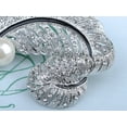 thumbnail image 5 of Alilang Silvery Tone Clear Crystal Colored Rhinestones Faux Pearl Feather Brooch Pin, 5 of 5