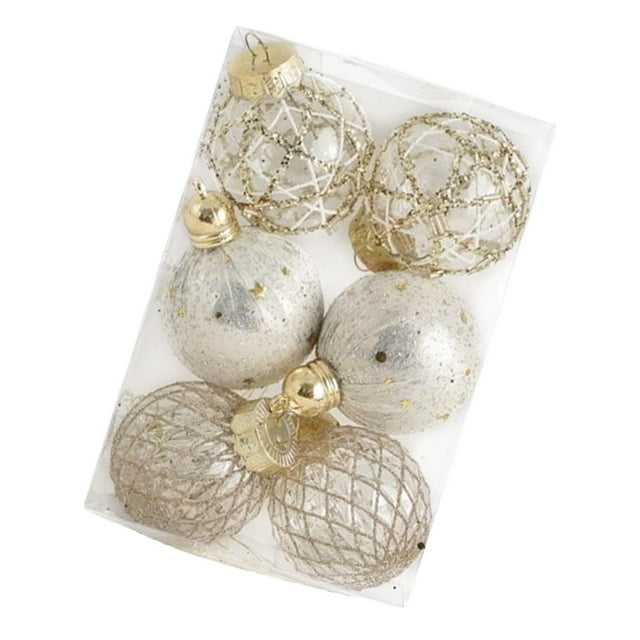 6 Piezas de Adornos Colgantes de Navidad Strade Fareast Limited Corona para El Hogar Champán Dorado 6 cm