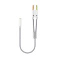 thumbnail image 1 of Cable adaptador de auriculares de computadora de escritorio Cateissary latón HiFi 3,5mm trenzado plateado, 1 of 6