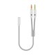 thumbnail image 5 of Methold Cable adaptador de auriculares de escritorio de latón 3,5mm Cable de nailon trenzado plateado, 5 of 6