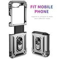 thumbnail image 3 of Allytech Rugged Case for Samsung Galaxy Z Flip6, Military Grade Protection Shockproof Cover with Metal Rotatable Ring Stand, Magnetic Car Mount Holder Case for Samsung Galaxy Z Flip6 - Silver, 3 of 8