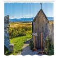 thumbnail image 3 of Ambesonne Outhouse Shower Curtain, Farm Village Rustic, 69"Wx75"L, Dark Grey Sky Blue, 3 of 3