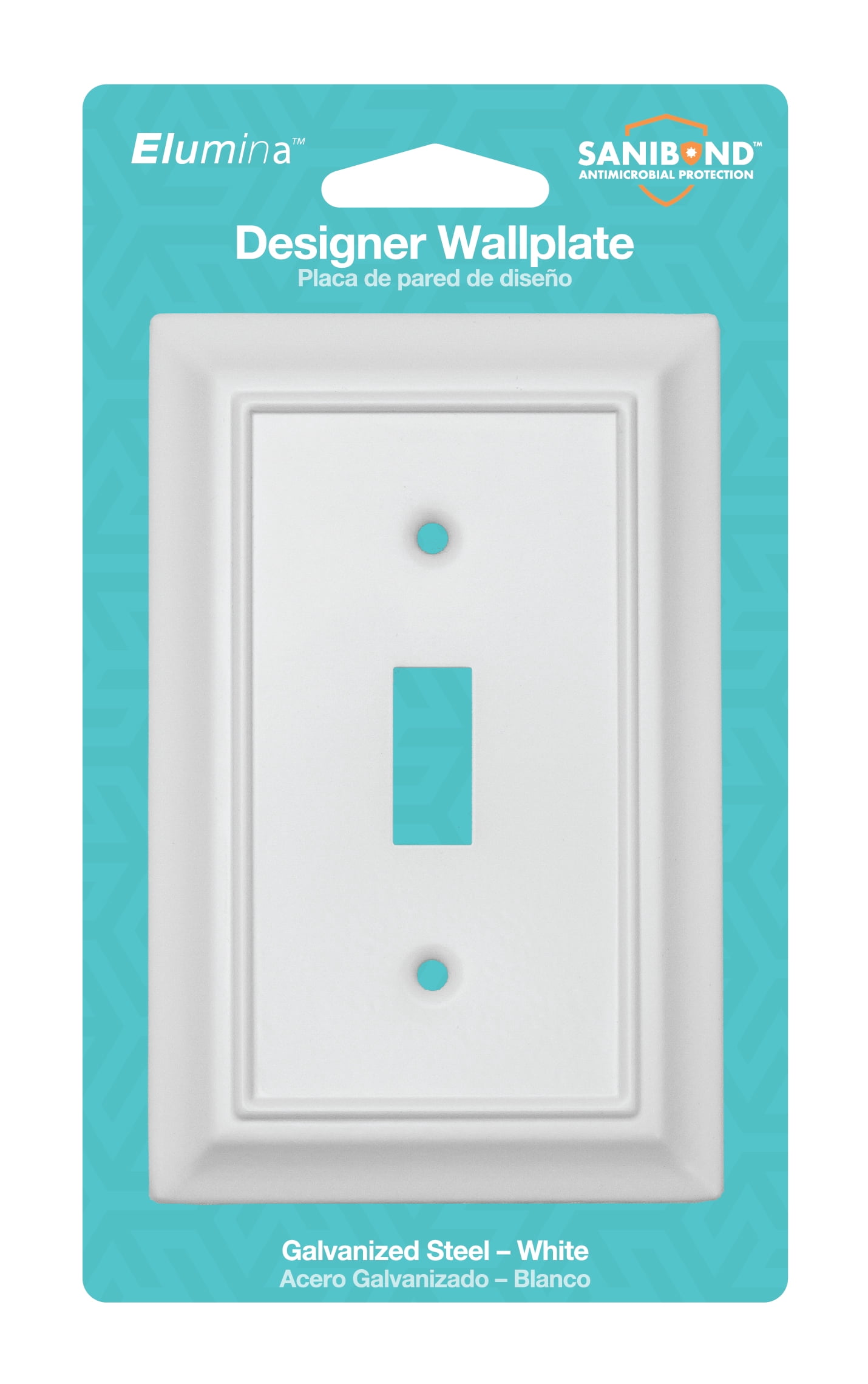 Elumina 150TWNB Sydney White Steel 1 Toggle Standard 5" Tall Wallplate