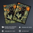 thumbnail image 3 of Black Cat In Wildflower Field Stylised Painting Teal Green Orange Floral Animal Portrait Artwork Framed Wall Art Print A4, 3 of 5