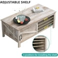 thumbnail image 5 of Dextrus Coffee Table with Storage, Farmhouse Wood Sofa Center Table with Sliding Door, Gray, 5 of 11