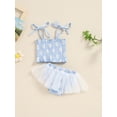 thumbnail image 3 of Niusricy Kids Baby Girls Summer Clothes 0-18M Toddler Sleeveless Camisole Vest Floral Print Cami Tops Mesh Patchwork Shorts Sets Infant Newborn Fashion Cute Princess Outfits for Party Vacation, 3 of 8