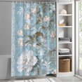 thumbnail image 3 of White Flowers Leaf Fabric Shower Curtain Vintage Plant Leaf Washable Shower Curtains for Bathroom, Waterproof Bath Curtain with Hooks Home Decor 72x84in, 3 of 8