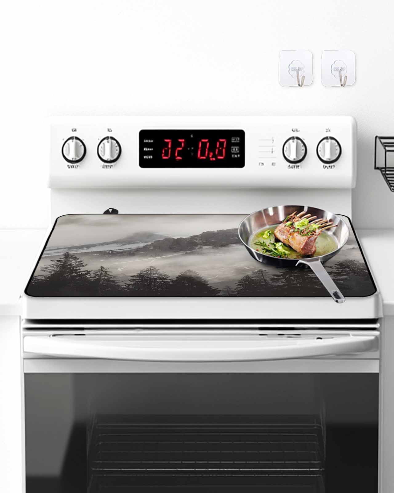 Stove Top Covers for Electric Stove, National Parks Kitchen Glass Ceramic Electric Cooktop Covers 31"x24", Canadian Smokey Mountain Cliff Idyllic HeatResistant Oven/Countertop/Dishwasher Protector