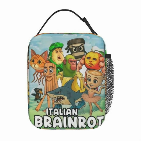 Italian Brainrot Insulated Lunch Bag Large Capacity Lunch Tote Reusable Lunch Box for Work Office Picnic