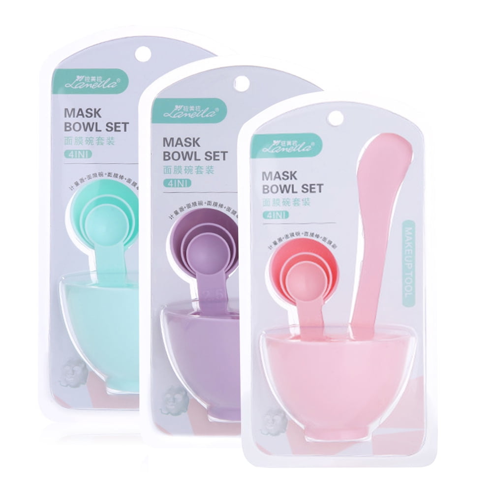 3 Sets DIY Beauty Mask Bowl Set Reusable Makeup Tools Set for Woman Daily Use (Pink, Green and Purple Each 1 Set)