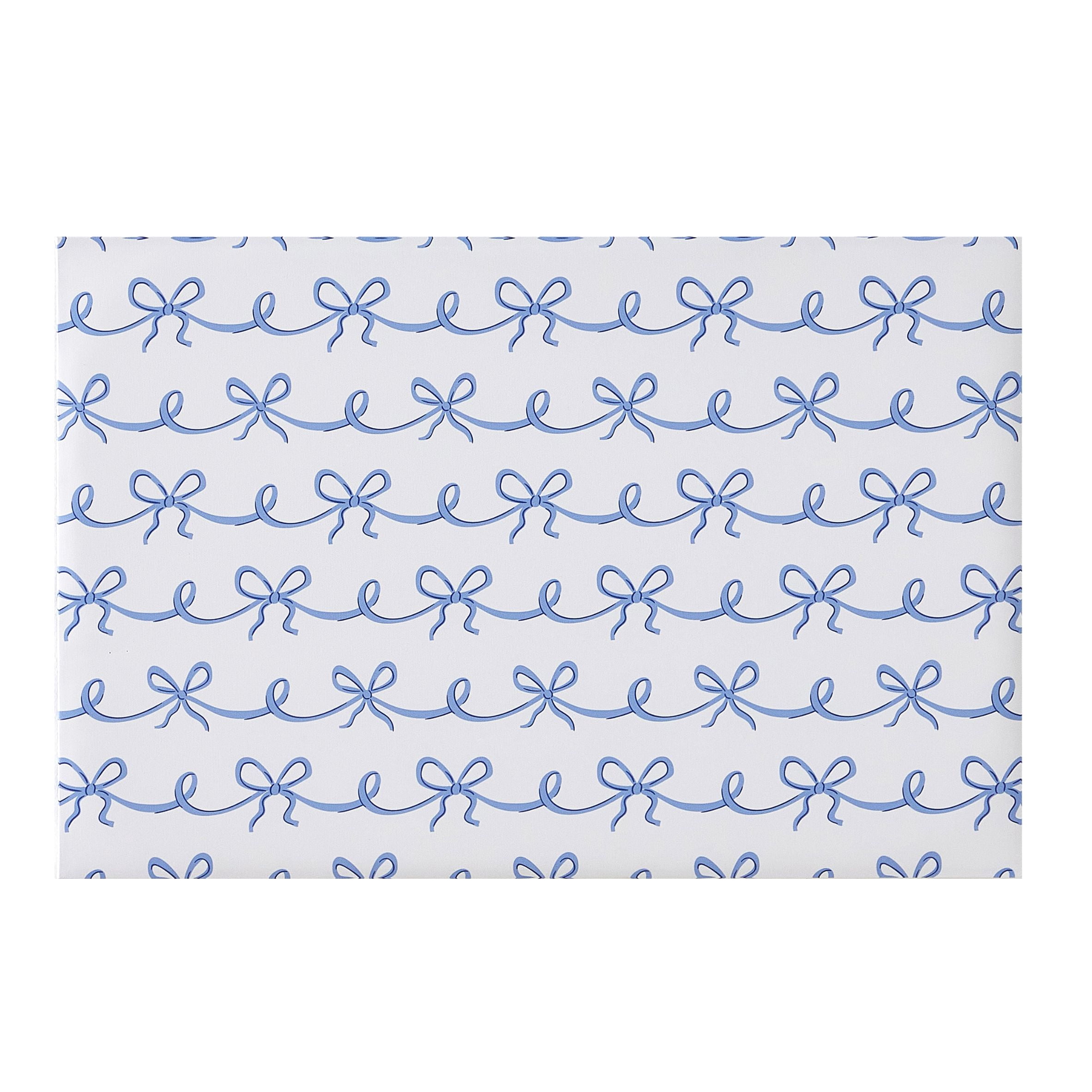 Urban Shop Dorm Bulletin Board, 24" x 16", Blue, Ribbon Print, Decorative Bow & Pearl Push Pins Included