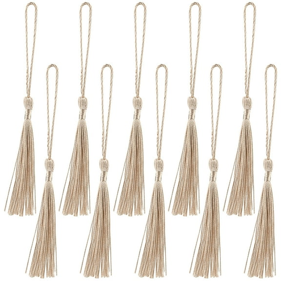 1Set 100Pcs Bookmark Tassels Handmade Soft Craft Graduation Tassel with Loops Silky Tassels Bulk for Craft Graduation Cap Tassels Graduation Hat Decoration Tassel PapayaWhip Color