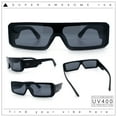 thumbnail image 2 of Bold Narrow Rectangle Shield Inset Lens 80s Robotic Plastic Sunglasses Matte Black - Black, 2 of 8