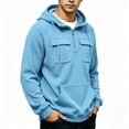 thumbnail image 4 of Hngshg Men's Hooded Sweatshirts Big and Tall Long Sleeve Quarter Zip Tops Textured Drawstring Pullover Hoodies, 4 of 7