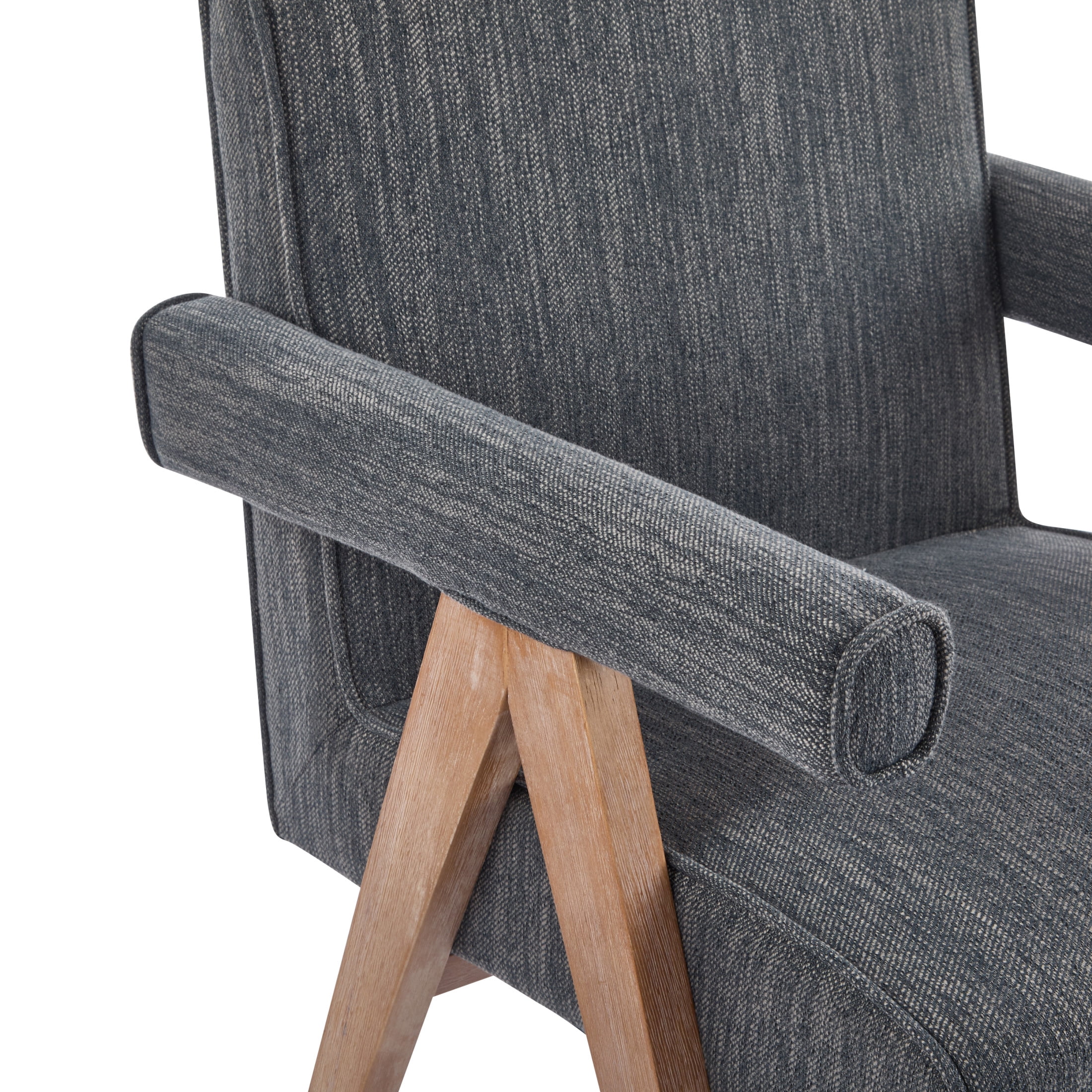 Modern Fabric Upholstered Dining Chair, Rubberwood Frame, Charcoal, Set of 2