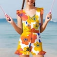 thumbnail image 2 of Odeerbi 7-16 Años Traje de Baño de Una Pieza Para Niñas Traje de Baño Hawaiano de Verano Con Volantes Traje de Baño Acolchado Con Bolsillo, 2 of 9