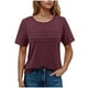 thumbnail image 1 of Camisas de Cuello de Tripulación de Manga Corta para las Mujeres Plisado Mangas de Ruffle, Cuello Redondo Casual Primavera Y Blusa de Verano, 1 of 7