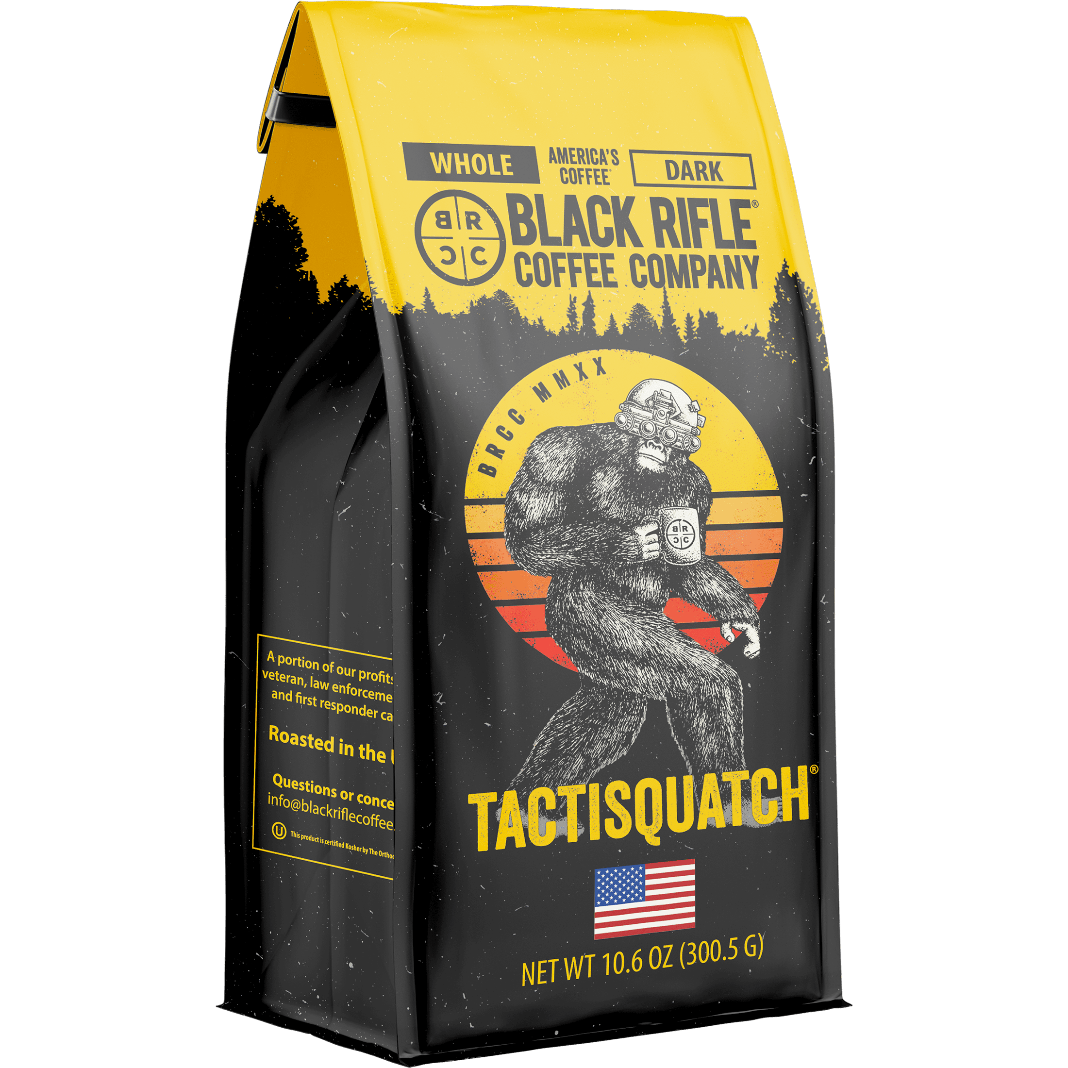 (6 pack) Black Rifle Coffee Tactisquatch, Dark Roast, Whole Bean Coffee, 10.6oz
