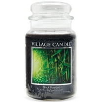 Village Candle Black Bamboo Large Glass Apothecary Jar Scented Candle, 21.25 oz, Green