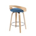 thumbnail image 6 of Sonia Swivel Counter Height Bar Stool with Blue Seat and Oak Wood- Set of 2, 6 of 12