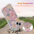 thumbnail image 3 of Case for iPhone 14/pro/max,Colorful Retro Oil Painting Printed Flower Laser Beam Glossy Pattern Cute Curly Waves Border Exquisite Phone Cover Stylish Durable TPU Protective Case for Girls Women, 3 of 8