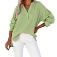 thumbnail image 7 of BODOAO Women Long Sleeve Cotton Linen Blouses Fashion Outfits Solid Color Tunic Tops Soft Breathable Henley Neck Gauze Tops Vacation Shirts Quick Dry Summer Casual Top Travel Top Lounge Light Green L, 7 of 7