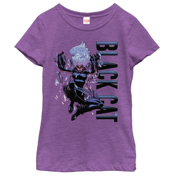 Girl's Marvel Black Cat Fall Graphic Tee Purple Berry X Large